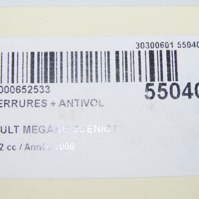 Kit serrures + antivol occasion RENAULT MEGANE SCENIC I Phase 2 08-1999->06-2003 2.0i 140ch 7701470483 7