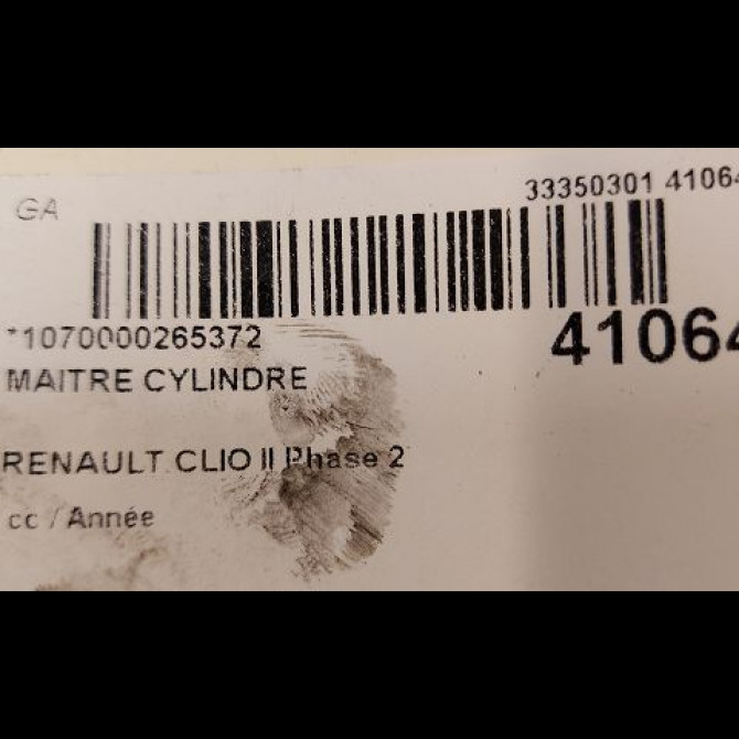 Maitre cylindre occasion RENAULT CLIO II Phase 2 06-2001->07-2006 1.2 16v 2