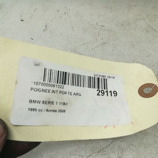 Poignee int porte arg occasion B.M.W. SERIE 1 I Phase 1 05-2004->12-2006 51417157439 3