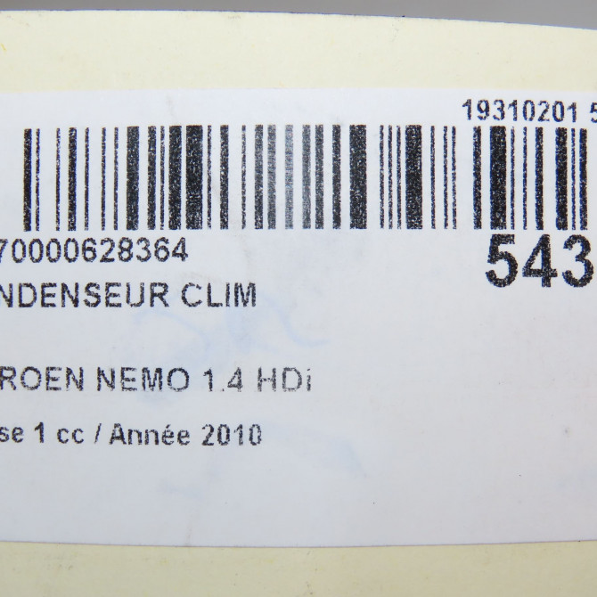Condenseur clim occasion CITROEN NEMO Phase 1 09-2008->... 1.4 HDi 1626239780 6