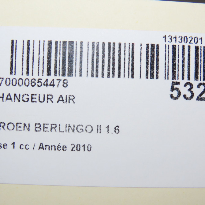 Echangeur air occasion CITROEN BERLINGO II Phase 1 05-2008->01-2012 1.6 HDI 16v 75ch 384L9 5
