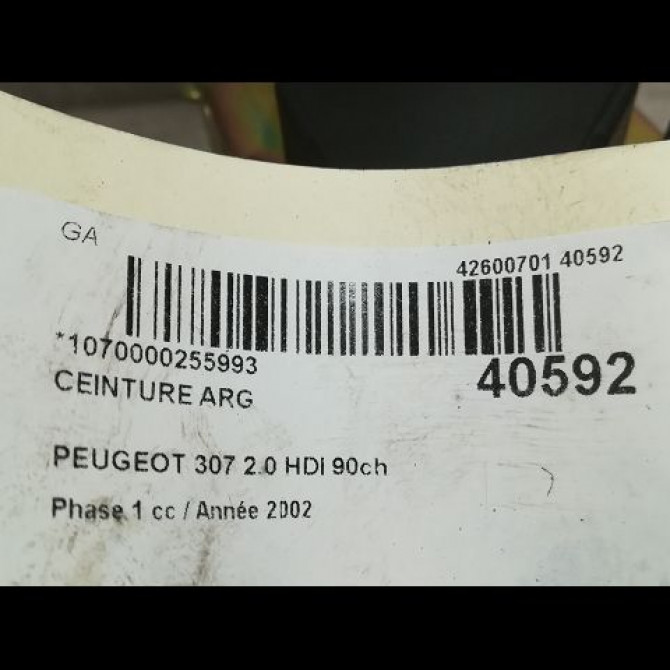 Ceinture arrière gauche occasion PEUGEOT 307 Phase 1 04-2001->06-2005 2.0 HDI 90ch 8974JK 4