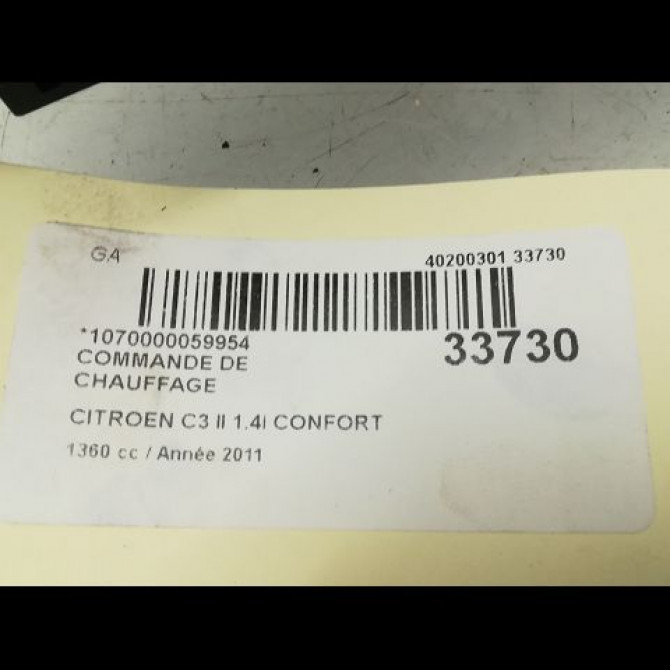 Commande de chauffage occasion CITROEN C3 II Phase 1 11-2009->02-2013 1.4i 75ch 9675400280 5