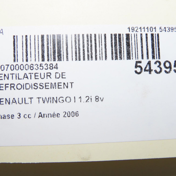 Ventilateur de refroidissement occasion RENAULT TWINGO I Phase 3 08-2000->06-2007 1.2i 8v 60ch 7701042440 6
