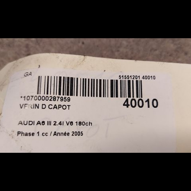 Verin d capot occasion AUDI A6 III Phase 1 05-2004->10-2008 2.4i V6 180ch 4F0823359B 2