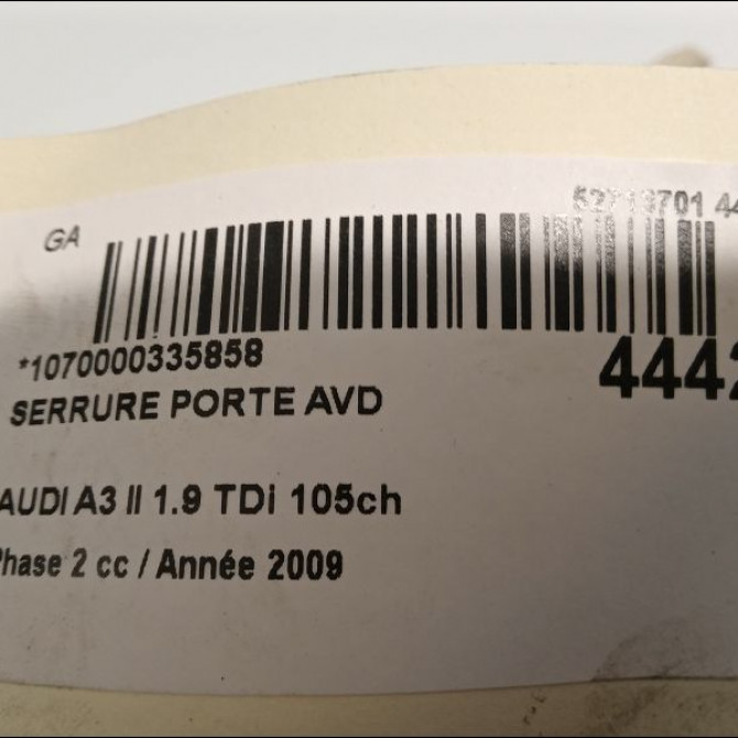 Serrure porte avd occasion AUDI A3 II Phase 2 06-2008->07-2012 1.9 TDi 105ch 4F1837016 4