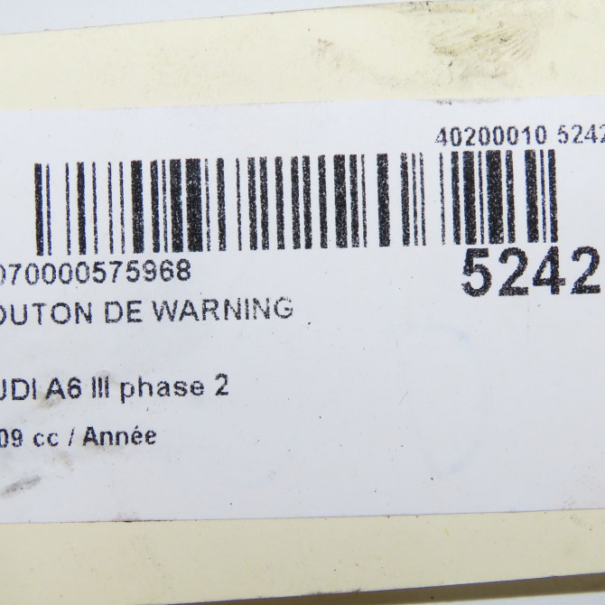 Bouton de warning occasion AUDI A6 III phase 2 10-2008->12-2010 4F0941509 5