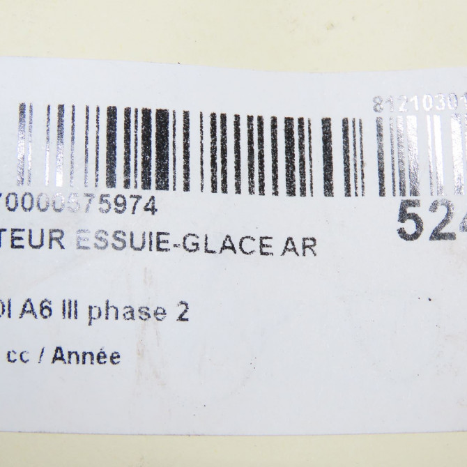 Moteur essuie-glace arrière occasion AUDI A6 III phase 2 10-2008->12-2010 4F9955711B 6