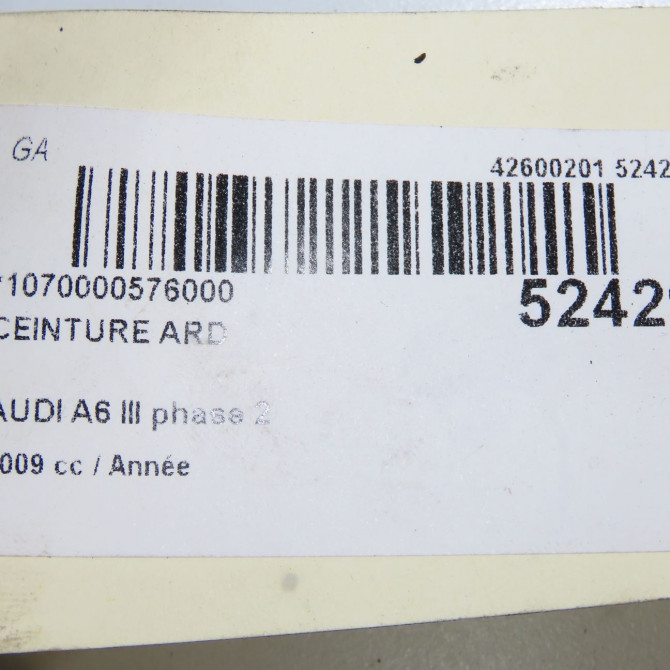 Ceinture arrière droite occasion AUDI A6 III phase 2 10-2008->12-2010 6