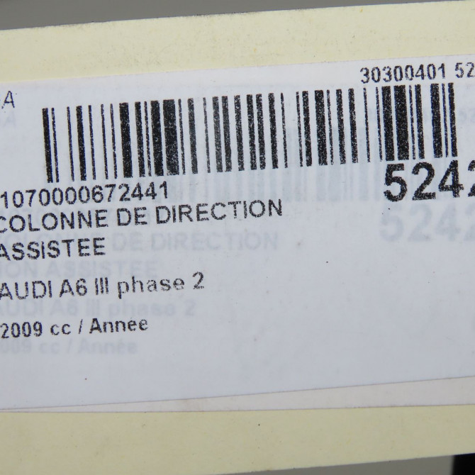 Colonne de direction assistee occasion AUDI A6 III phase 2 10-2008->12-2010 8