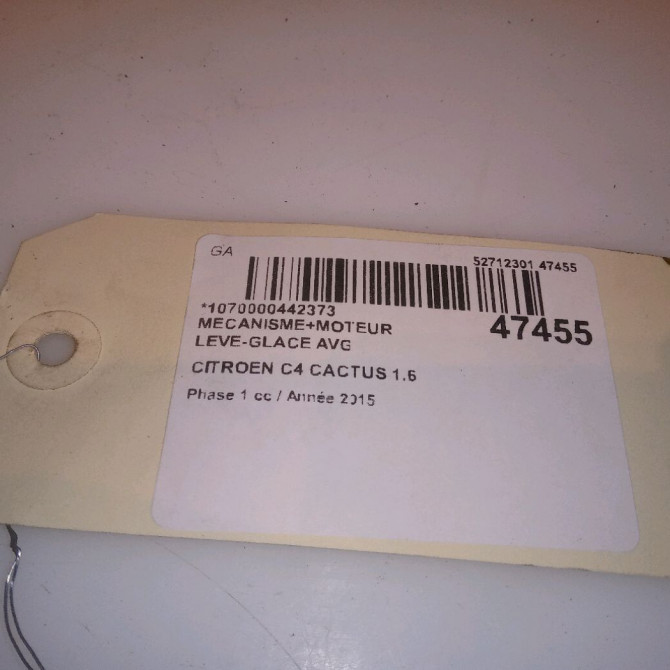 Mecanisme+moteur leve-glace avg occasion CITROEN C4 CACTUS Phase 1 02-2014->... 1.6 BlueHDI 100ch FAP 9810287780 4