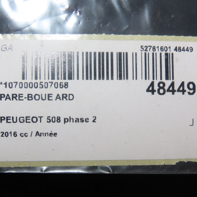 Pare-boue arrière droit occasion PEUGEOT 508 phase 2 06-2014->... 8534N9 3