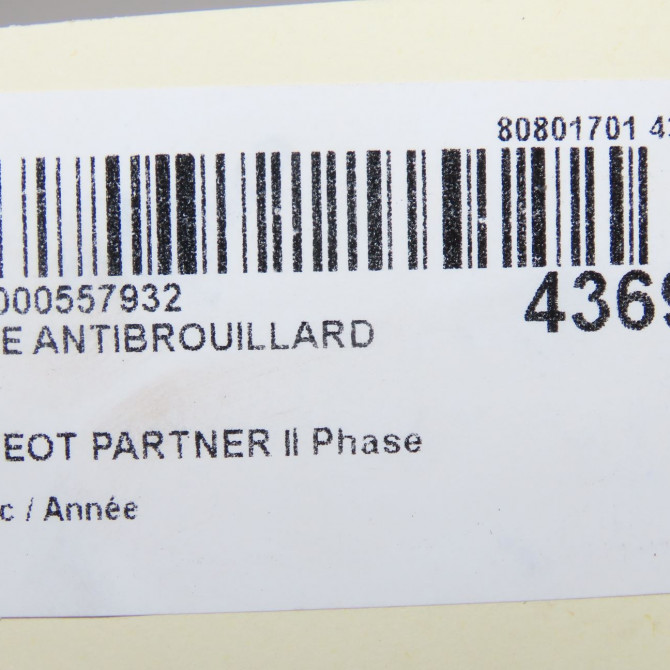Phare antibrouillard avant droit occasion PEUGEOT PARTNER II Phase 3 04-2015->... 1.6 BlueHDI 100ch 9675450980 5