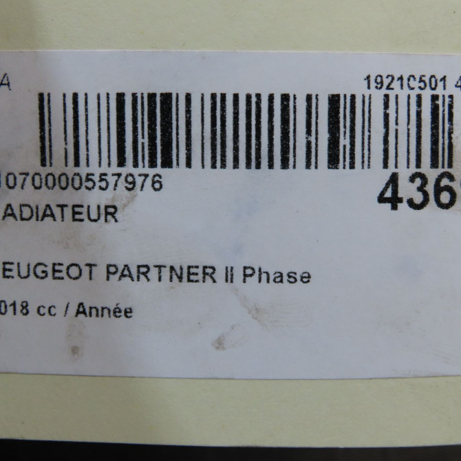 Radiateur occasion PEUGEOT PARTNER II Phase 3 04-2015->... 1.6 BlueHDI 100ch 1330Y5 5