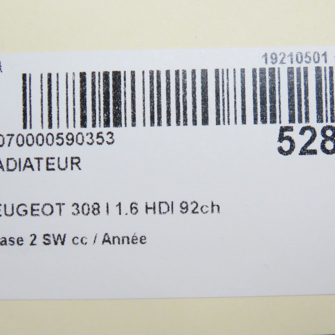 Radiateur occasion PEUGEOT 308 I Phase 1 04-1995->04-1999 1.6 HDI 92ch 1330Y5 5