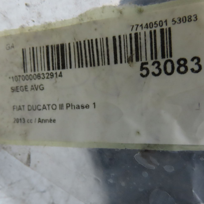 Siège avant gauche occasion FIAT DUCATO III Phase 1 06-2006->10-2014 60911347 5