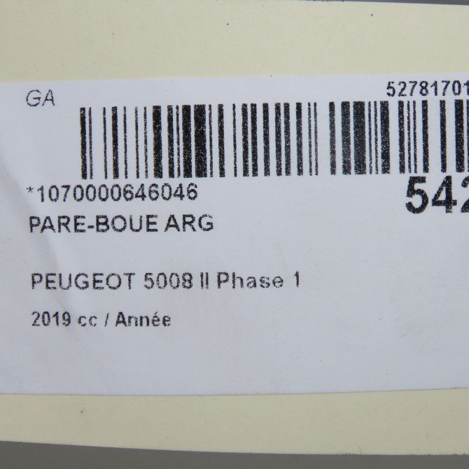 Pare-boue arrière gauche occasion PEUGEOT 5008 II Phase 1 10-2016->... 9816606180 4