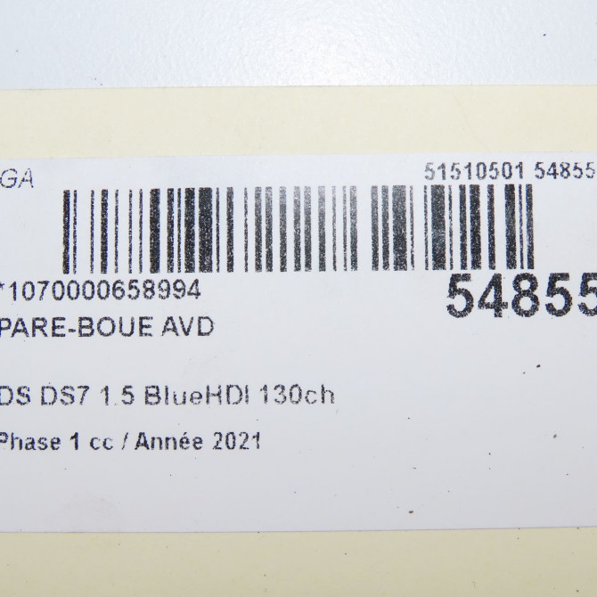 Pare-boue avant droit occasion DS 146 Phase 1 04-1995->04-1999 1.5 BlueHDI 130ch 9822314780 4