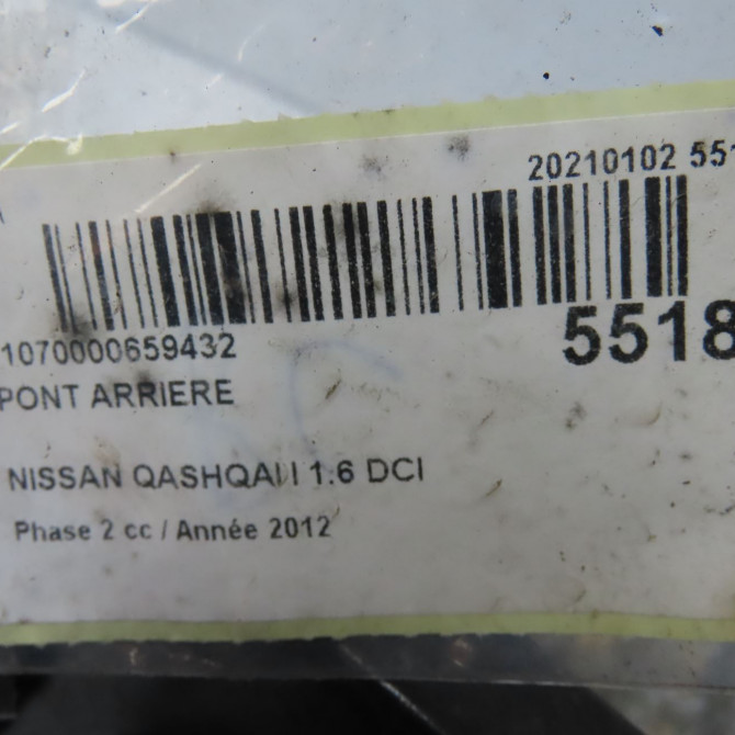Pont arriere occasion NISSAN QASHQAI I Phase 2 03-2010->04-2014 1.6 DCI 130ch 383001AA0A 5