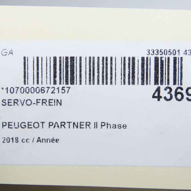 Servo-frein occasion PEUGEOT PARTNER II Phase 3 04-2015->... 1.6 BlueHDI 100ch 1607042280 4