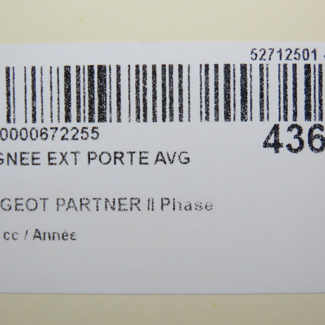 Poignee ext porte avg occasion PEUGEOT PARTNER II Phase 3 04-2015->... 1.6 BlueHDI 100ch 9101GE 4