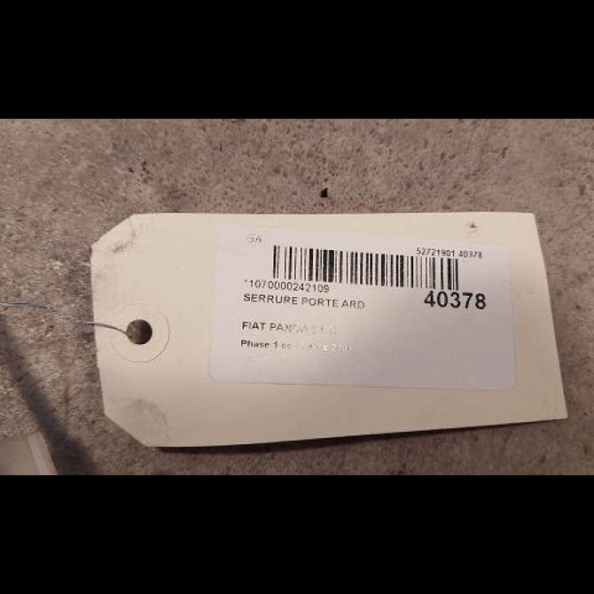 Serrure porte ard occasion FIAT PANDA II Phase 1 09-2003->12-2012 1.1i 51917892 2