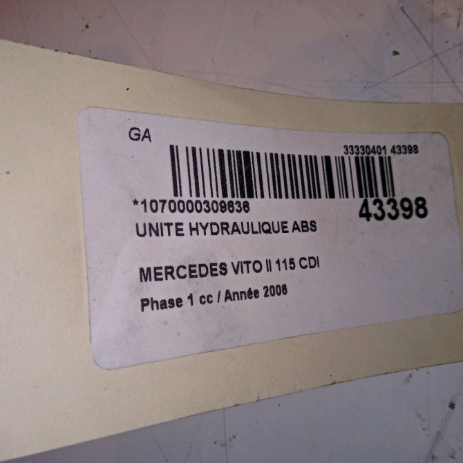 Unité hydraulique ABS occasion MERCEDES VITO II Phase 1 10-2003->09-2010 115 CDI 150ch 4