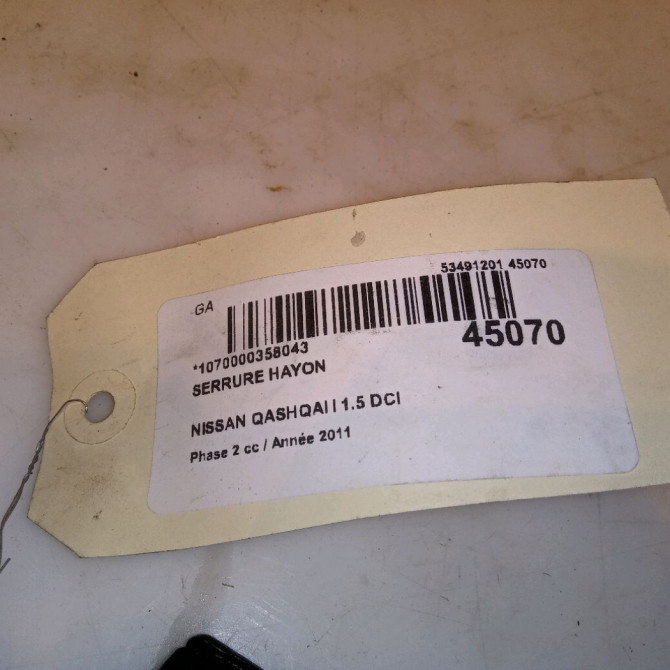 Serrure hayon occasion NISSAN QASHQAI I Phase 2 03-2010->04-2014 1.5 DCI 110ch 90502EY11D 4