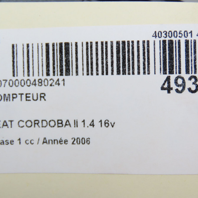 Compteur occasion SEAT CORDOBA II Phase 1 10-2002->05-2009 1.4 16v 100ch 6L0920803Z02 7
