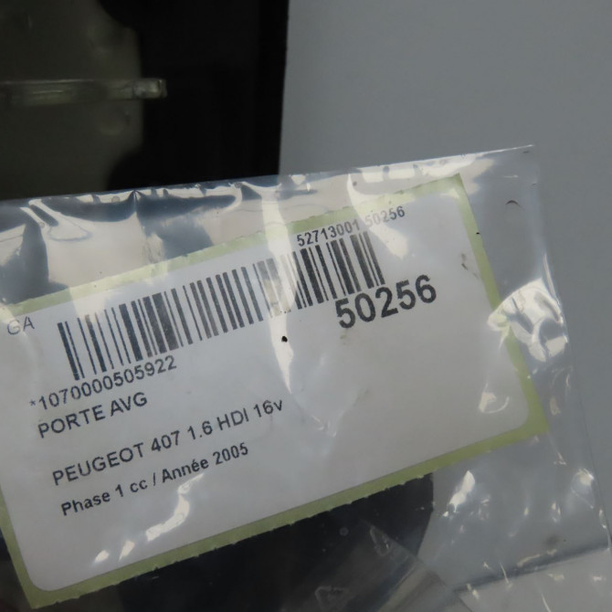 Porte avant gauche occasion PEUGEOT 407 Phase 1 04-2004->07-2008 1.6 HDI 16v 5K4831055H 6