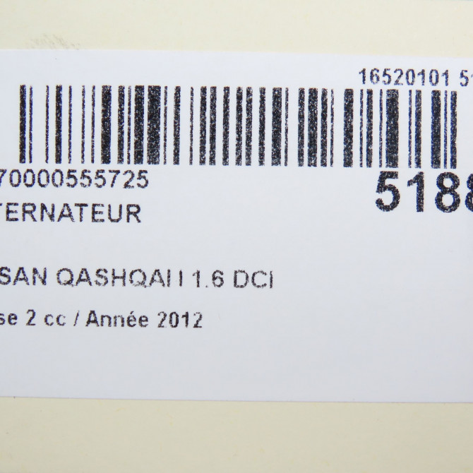 Alternateur occasion NISSAN QASHQAI I Phase 2 03-2010->04-2014 1.6 DCI 130ch 23100JD71B 8