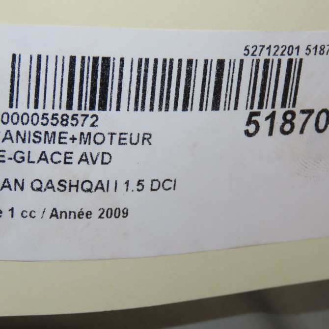Mecanisme + moteur lève-glace avant droit occasion NISSAN QASHQAI I Phase 1 01-2007->09-2010 1.5 DCI 106ch 80770JD00A 7