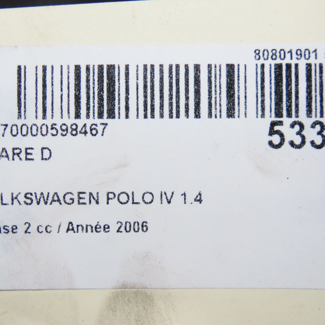 Phare droit occasion VOLKSWAGEN POLO IV Phase 2 05-2005->09-2009 1.4 TDI 70ch 6Q1941008AT 6