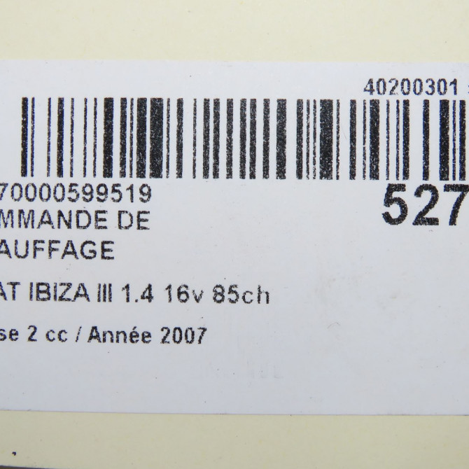 Commande de chauffage occasion SEAT IBIZA III Phase 2 03-2006->06-2009 1.4 16v 85ch 6L0820045CNEE 6