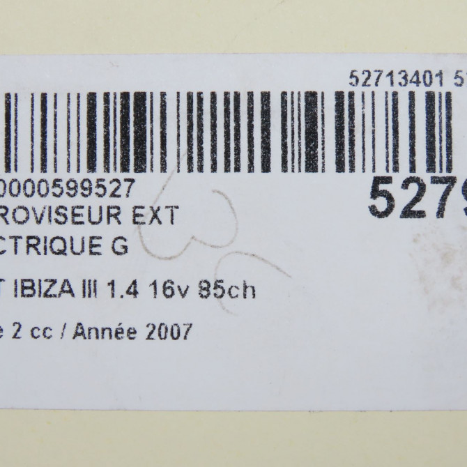 Retroviseur exterieur electrique gauche occasion SEAT IBIZA III Phase 2 03-2006->06-2009 1.4 16v 85ch 6L1857507AA9B9 6