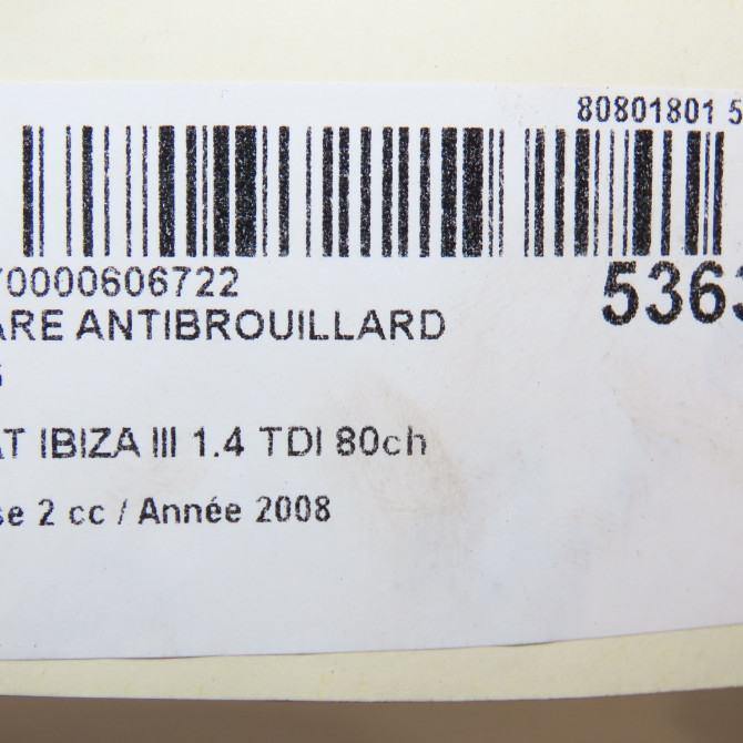 Phare antibrouillard avant gauche occasion SEAT IBIZA III Phase 2 03-2006->06-2009 1.4 TDI 80ch 5P0941703 5