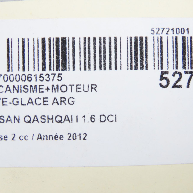 Mecanisme+moteur leve-glace arg occasion NISSAN QASHQAI I Phase 2 03-2010->04-2014 1.6 DCI 130ch 82701EY10A 8