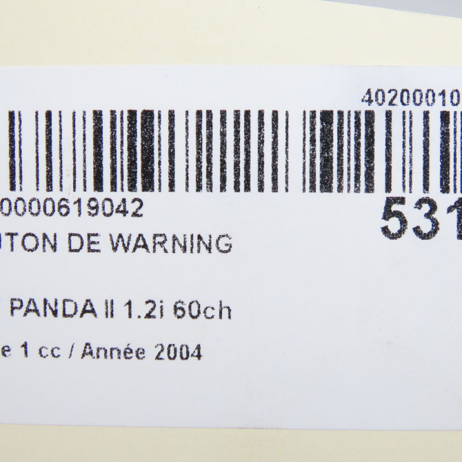 Bouton de warning occasion FIAT PANDA II Phase 1 09-2003->12-2012 1.2i 60ch 735357114 5