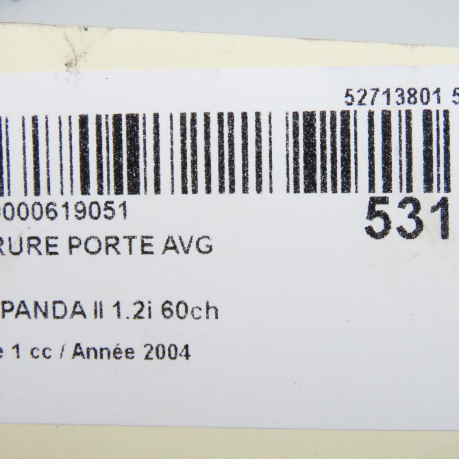 Serrure porte avg occasion FIAT PANDA II Phase 1 09-2003->12-2012 1.2i 60ch 51917886 6
