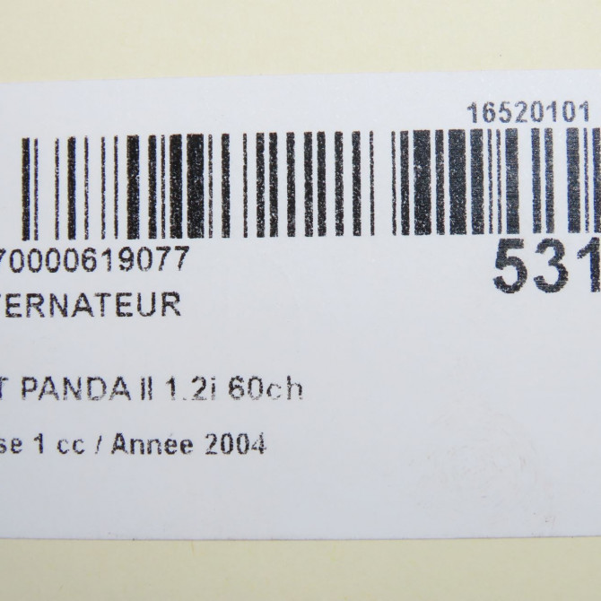 Alternateur occasion FIAT PANDA II Phase 1 09-2003->12-2012 1.2i 60ch 52003531 8