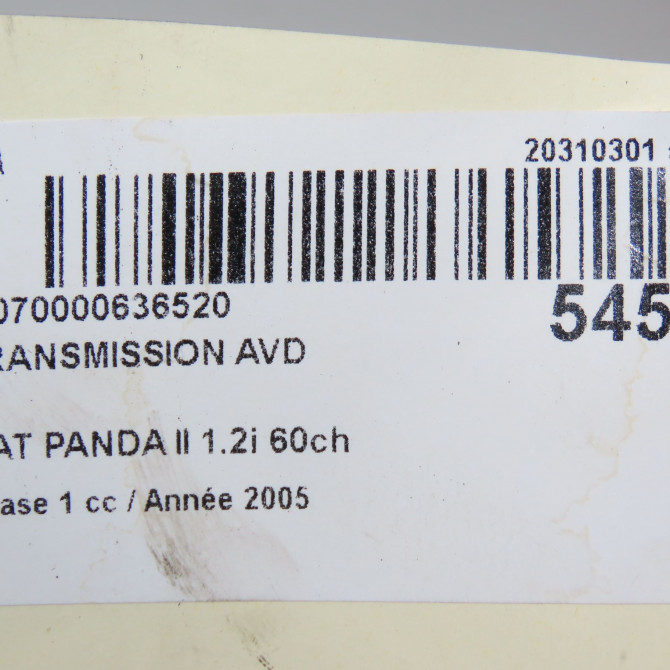 Transmission avant droite occasion FIAT PANDA II Phase 1 09-2003->12-2012 1.2i 60ch 46308259 6