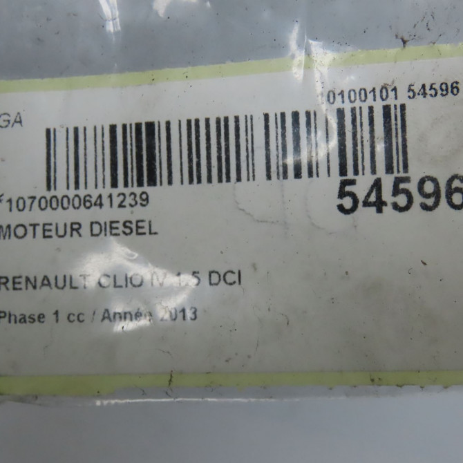 Moteur diesel occasion RENAULT CLIO IV Phase 1 07-2012->... 1.5 DCI 90ch 8201535495 7