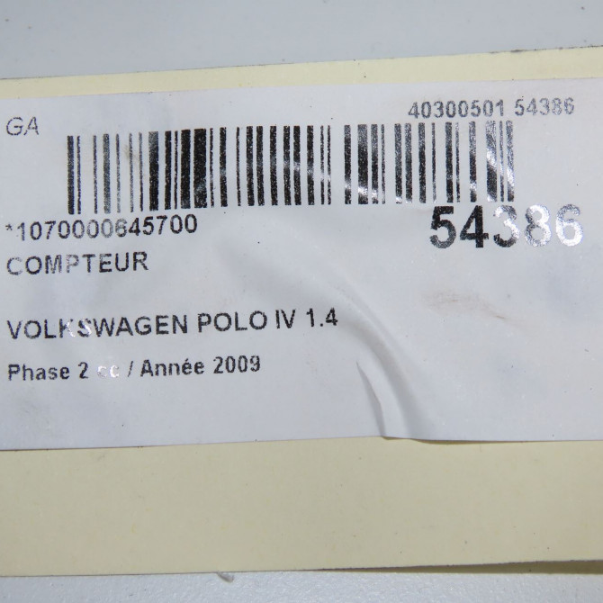 Compteur occasion VOLKSWAGEN POLO IV Phase 2 05-2005->09-2009 1.4 TDI 70ch 6Q0920825FZ06 7