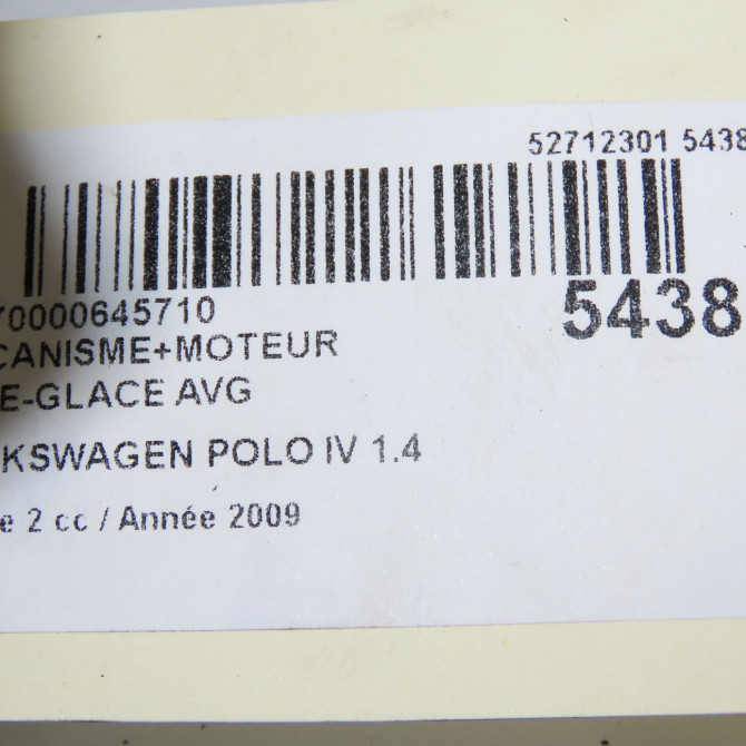 Mecanisme+moteur leve-glace avg occasion VOLKSWAGEN POLO IV Phase 2 05-2005->09-2009 1.4 TDI 70ch 6Q3837461J 8