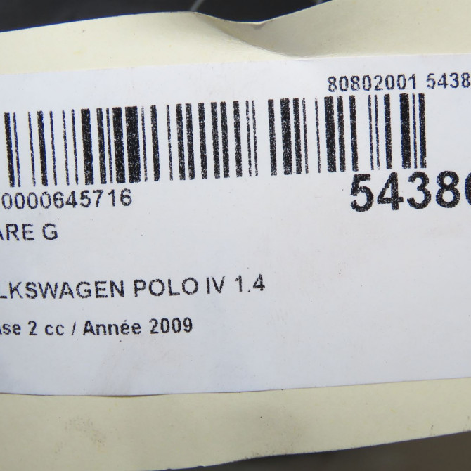 Phare gauche occasion VOLKSWAGEN POLO IV Phase 2 05-2005->09-2009 1.4 TDI 70ch 6Q1941007AT 6