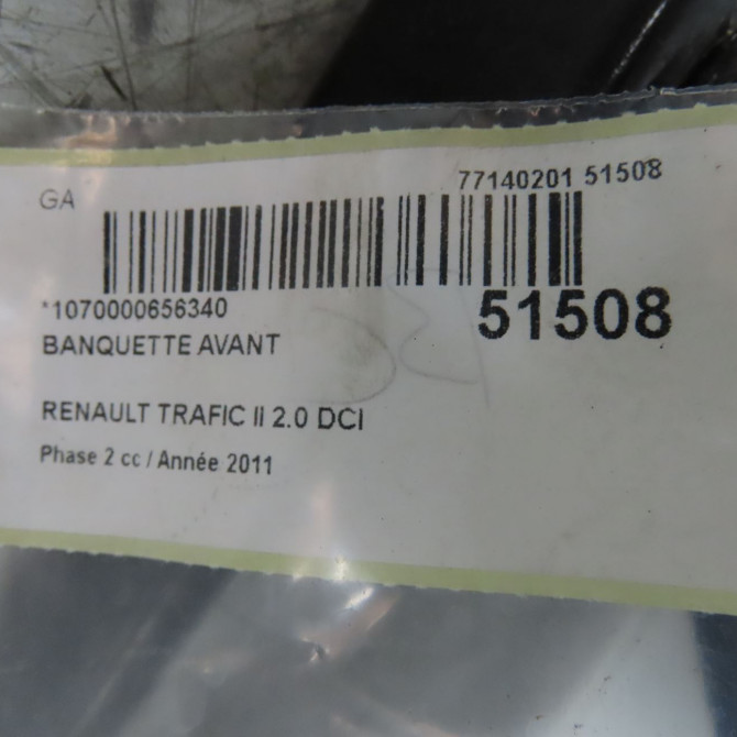 Banquette avant occasion RENAULT TRAFIC II Phase 2 08-2006->... 2.0 DCI 90ch 6