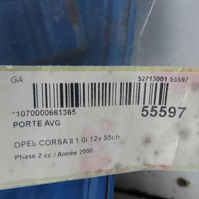 Porte avant gauche occasion OPEL CORSA II Phase 2 04-1997->10-2000 1.0i 12v 55ch 90535079 7