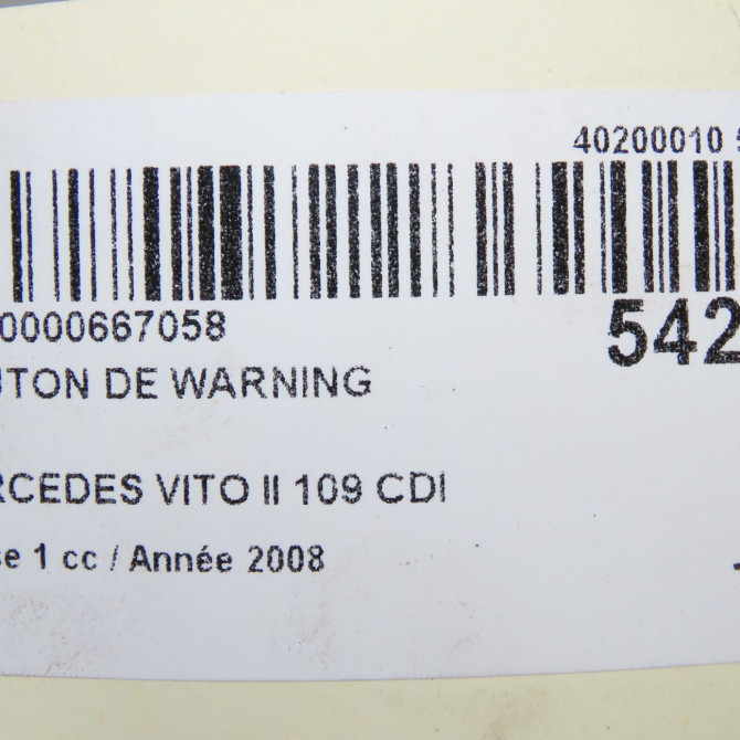 Bouton de warning occasion MERCEDES VITO II Phase 1 10-2003->09-2010 109 CDI 88ch 5