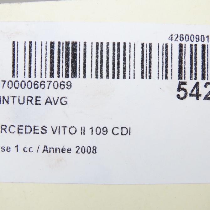 Ceinture avant gauche occasion MERCEDES VITO II Phase 1 10-2003->09-2010 109 CDI 88ch 63986038859A86 6