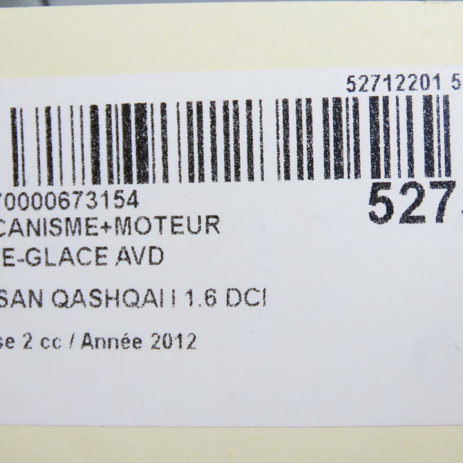 Mecanisme + moteur lève-glace avant droit occasion NISSAN QASHQAI I Phase 2 03-2010->04-2014 1.6 DCI 130ch 80770JD00A 7